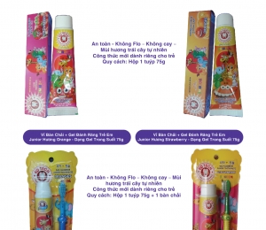 KEM  ĐÁNH RĂNG TRẺ EM VỊ CAM+ VỊ DÂU